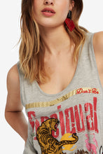 Load image into Gallery viewer, Sleeveless printed and embroidered T-shirt