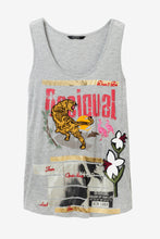 Load image into Gallery viewer, Sleeveless printed and embroidered T-shirt