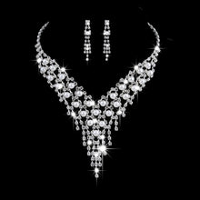 Load image into Gallery viewer, Luxury Jewelry Pearl Necklace Earing Set Crystal Zircon Wedding Bridal Jewelry Sets For Women  Bijoux Mariage Zestaw Bizuterii