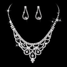 Load image into Gallery viewer, Luxury Jewelry Pearl Necklace Earing Set Crystal Zircon Wedding Bridal Jewelry Sets For Women  Bijoux Mariage Zestaw Bizuterii