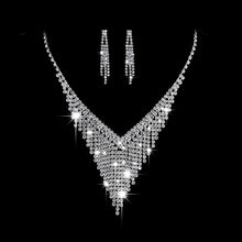 Load image into Gallery viewer, Luxury Jewelry Pearl Necklace Earing Set Crystal Zircon Wedding Bridal Jewelry Sets For Women  Bijoux Mariage Zestaw Bizuterii