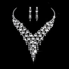 Load image into Gallery viewer, Luxury Jewelry Pearl Necklace Earing Set Crystal Zircon Wedding Bridal Jewelry Sets For Women  Bijoux Mariage Zestaw Bizuterii