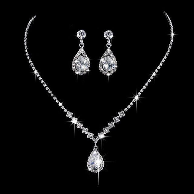 Luxury Jewelry Pearl Necklace Earing Set Crystal Zircon Wedding Bridal Jewelry Sets For Women  Bijoux Mariage Zestaw Bizuterii