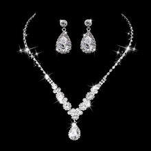 Load image into Gallery viewer, Luxury Jewelry Pearl Necklace Earing Set Crystal Zircon Wedding Bridal Jewelry Sets For Women  Bijoux Mariage Zestaw Bizuterii