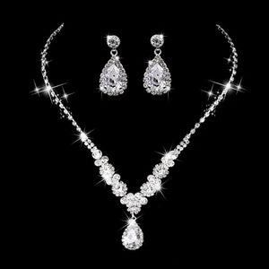 Luxury Jewelry Pearl Necklace Earing Set Crystal Zircon Wedding Bridal Jewelry Sets For Women  Bijoux Mariage Zestaw Bizuterii