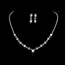 Load image into Gallery viewer, Luxury Jewelry Pearl Necklace Earing Set Crystal Zircon Wedding Bridal Jewelry Sets For Women  Bijoux Mariage Zestaw Bizuterii