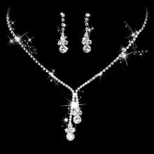 Load image into Gallery viewer, Luxury Jewelry Pearl Necklace Earing Set Crystal Zircon Wedding Bridal Jewelry Sets For Women  Bijoux Mariage Zestaw Bizuterii
