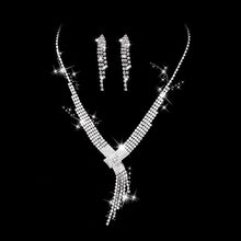 Load image into Gallery viewer, Luxury Jewelry Pearl Necklace Earing Set Crystal Zircon Wedding Bridal Jewelry Sets For Women  Bijoux Mariage Zestaw Bizuterii