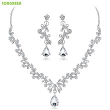 Load image into Gallery viewer, Luxury Jewelry Pearl Necklace Earing Set Crystal Zircon Wedding Bridal Jewelry Sets For Women  Bijoux Mariage Zestaw Bizuterii