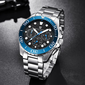 PAGANI DESIGN Military Watch Men Top Luxury Chronograph Stainless Steel Quartz Wristwatches 30M Water Resistant Clock Male Gifts