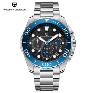 PAGANI DESIGN Military Watch Men Top Luxury Chronograph Stainless Steel Quartz Wristwatches 30M Water Resistant Clock Male Gifts