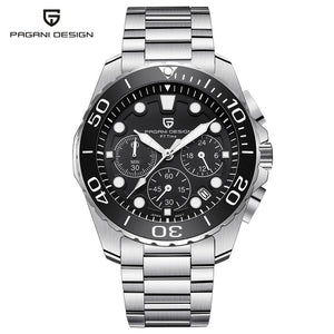 PAGANI DESIGN Military Watch Men Top Luxury Chronograph Stainless Steel Quartz Wristwatches 30M Water Resistant Clock Male Gifts