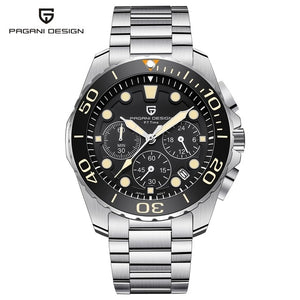 PAGANI DESIGN Military Watch Men Top Luxury Chronograph Stainless Steel Quartz Wristwatches 30M Water Resistant Clock Male Gifts